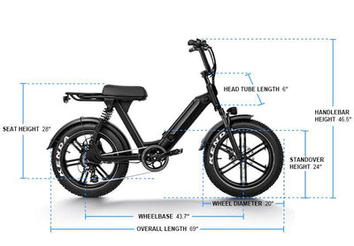 EBYKE® CHALLENGER Fat Tire Moped Style 750W 48V Electric Beach Cruiser 20"x4.0 Moto Bike E-Bike Bicycle - EBYKE Electric Bikes